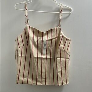 TRINA TURK striped Cream and Red Women's Top